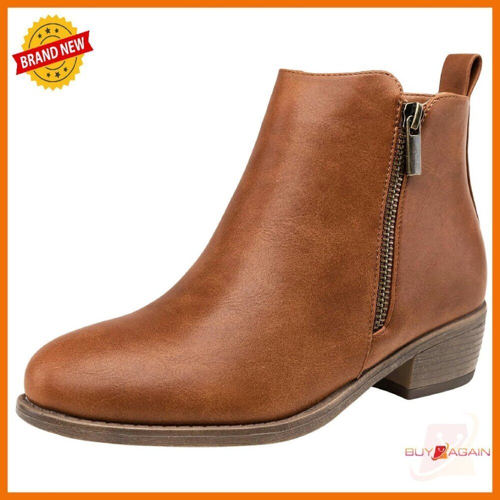 Low Heel Ankle Boots Wide Width Non-Slip Sole Casual Comfortable Booties